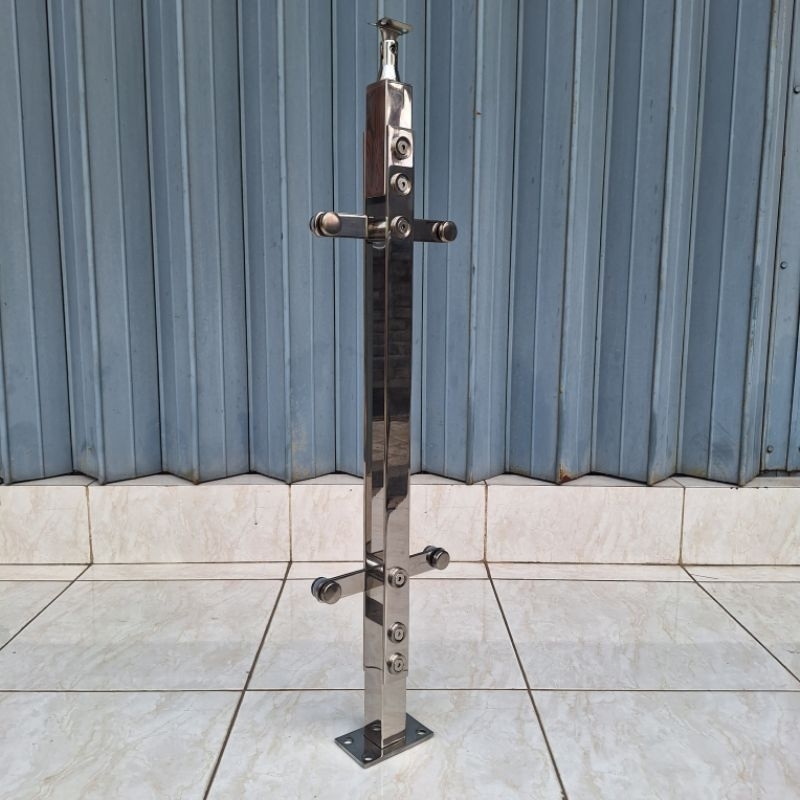 RAILING TANGGA KACA TEMPERD KILAP / RAILING DOBEL PLAT STAINLESS / RAILING TANGGA BALKON MINIMALIS M