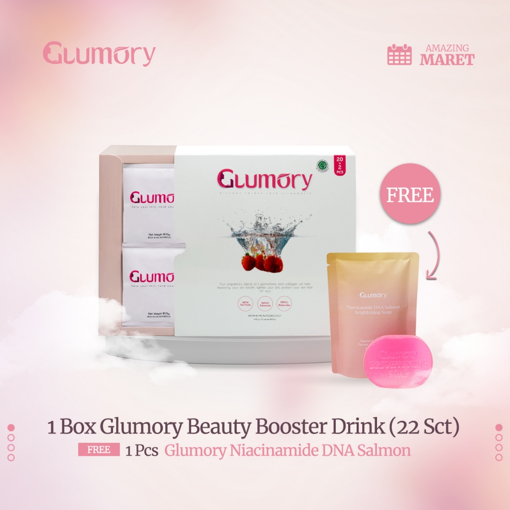 PROMO 1 Box (isi 22) FREE DNA Salmon Soap - GLUMORY Beauty Booster Drink | Minuman Pencerah Kulit wi