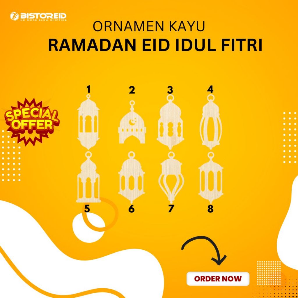 Dekorasi Gantungan Hang tag Kayu Hampers Lebaran Eid Ramadan Idul Fitri