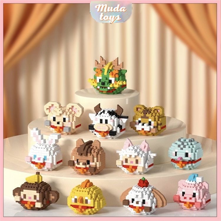 Muda Toys Mini Ornamen Boneka Zodiak Cina 12 Tahun Naga Zodiak Action Figure Toys Toys Bricks  Bricks Hampers Ulang Tahun Cewek Souvenir Anak Ulang Tahun Toys Diy Mainan Pendidikan Zodiak Block Toys Blok Bangunan Zodiak Cina Bricks Mainan Edukasi Anak