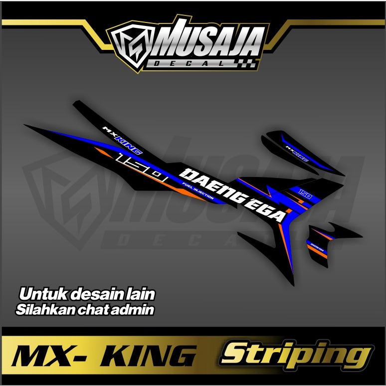 Striping Mx king nyambung motif simple orange biru hitam kekinian