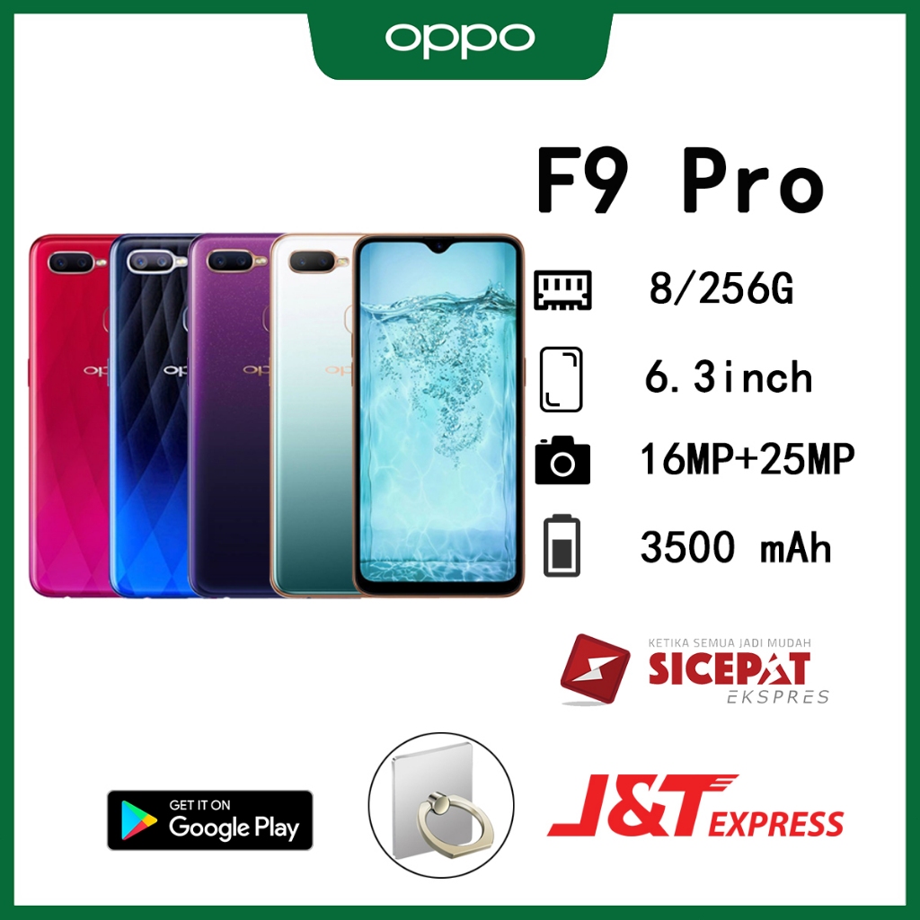 HP OPPO F9 Pro Ram 8/256GB Smartphone 4G LET 6.3 inch Dual SIM 25MP+16MP Handphone Indonesia