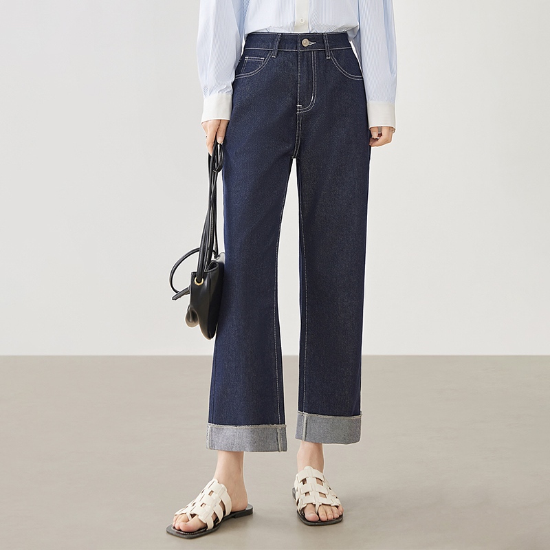 Dark Blue White Line Denim Jeans "Umi" | Celana Denim | Jeans | Korean Style | Fashion Wanita