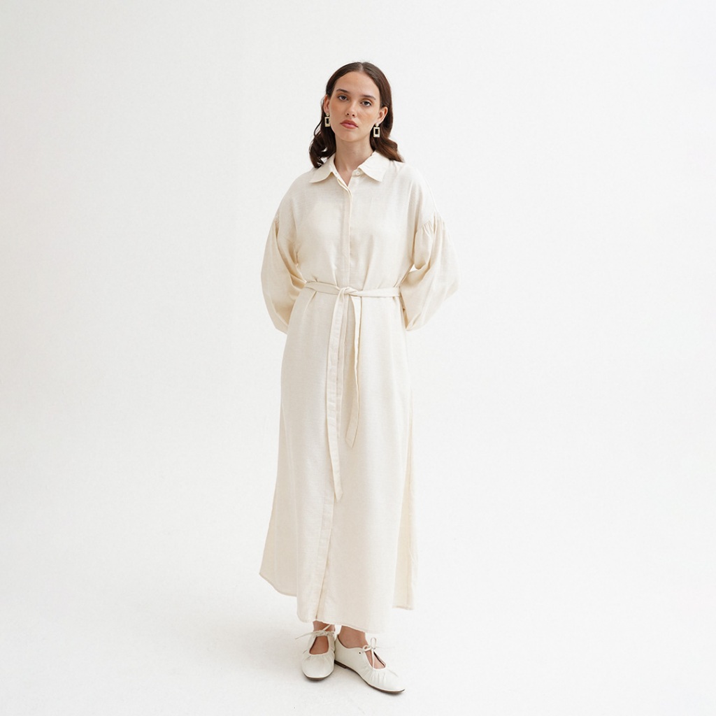 Queensland Dress Maxi Lengan Panjang Wanita LIN000384Q Offwhite