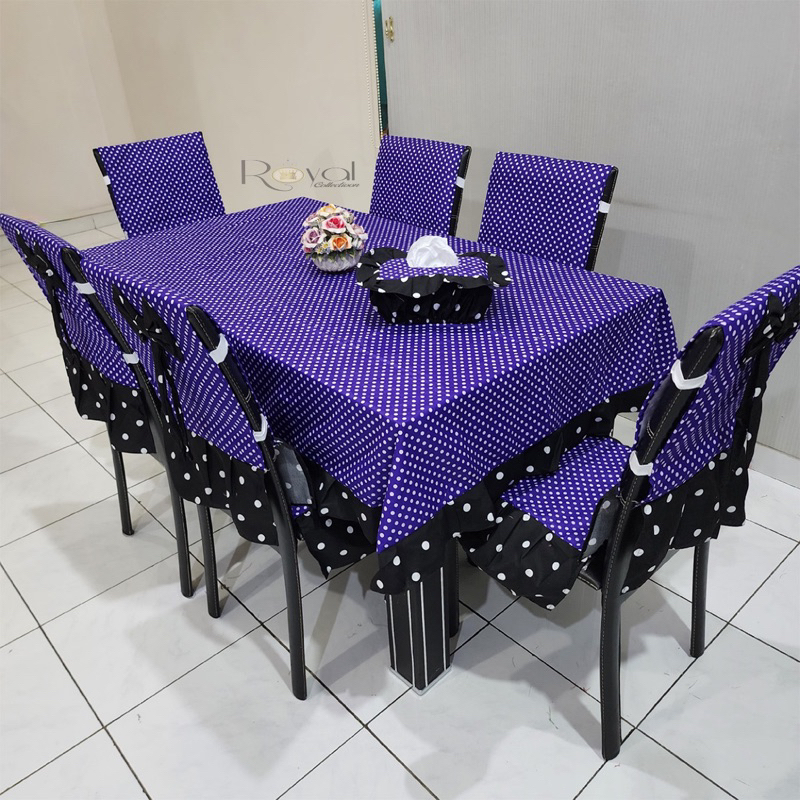 Grosir Termurah SET 6 SARUNG KURSI MAKAN Sarung Tisu Taplak Meja Makan