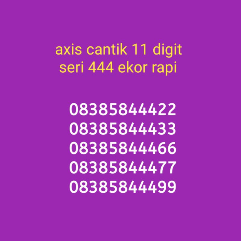 nomor axis 11 digit serian 444 ekor AA