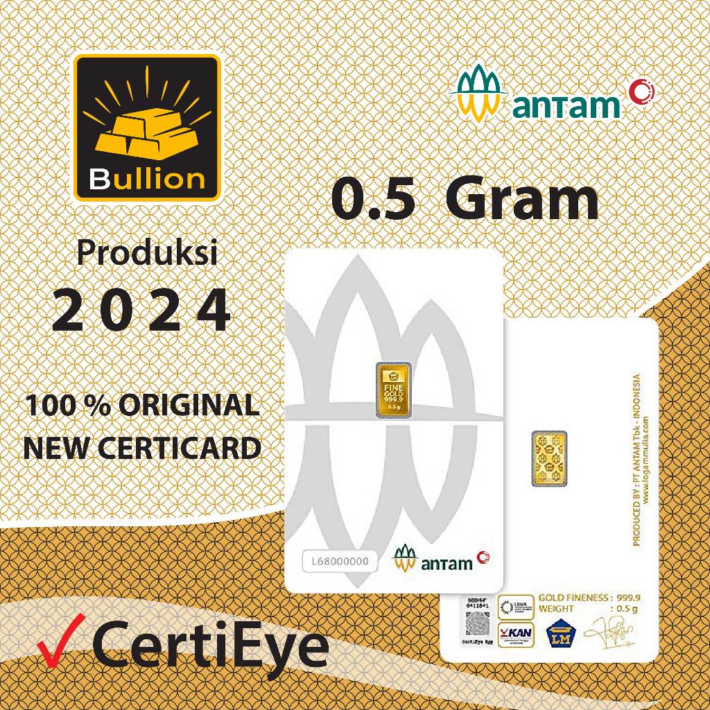 LOGAM MULIA LM ANTAM EMAS BATANGAN KEPINGAN 0.5 GRAM