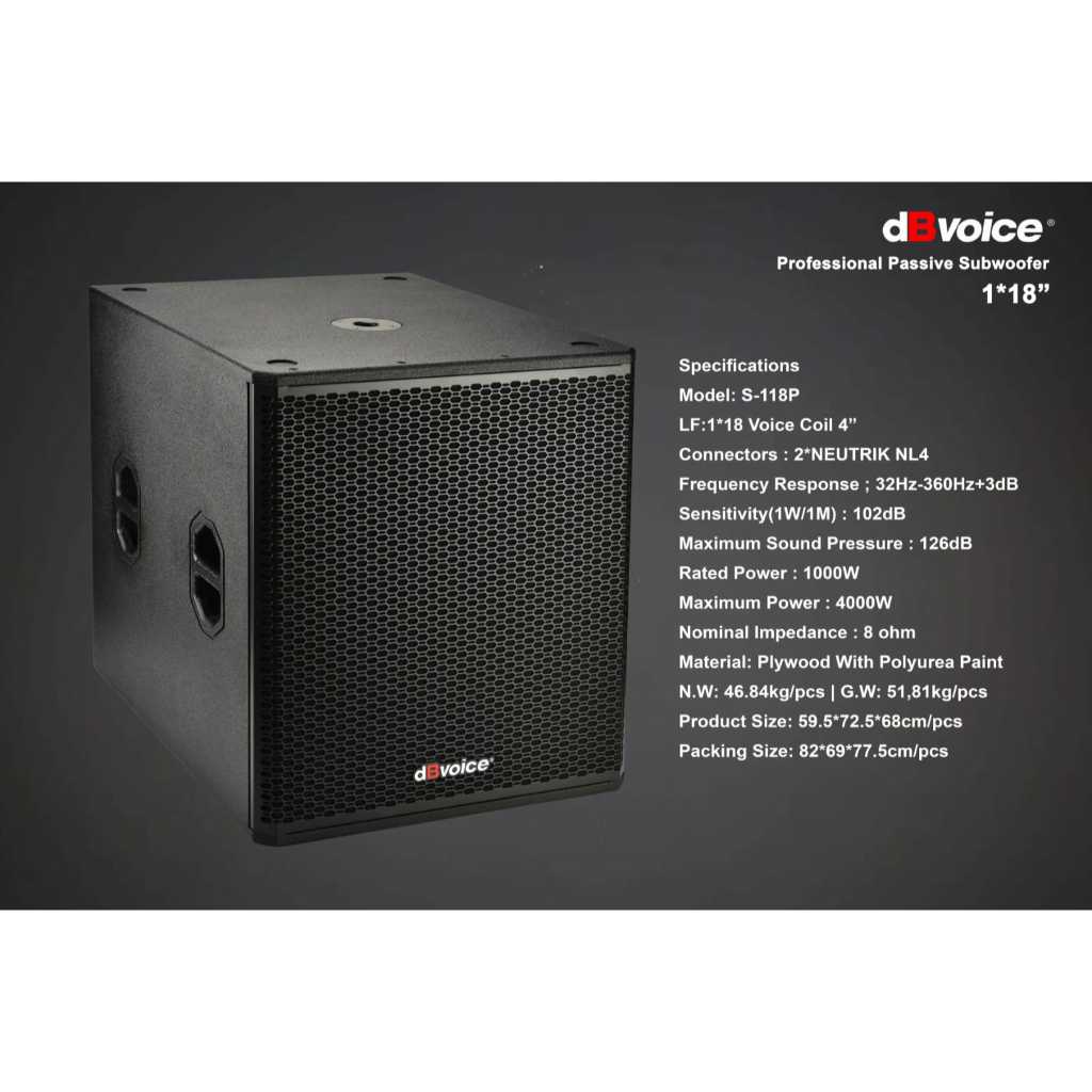 SUBWOFER PASIF DBVOICE S118P DB VOICE S 118P