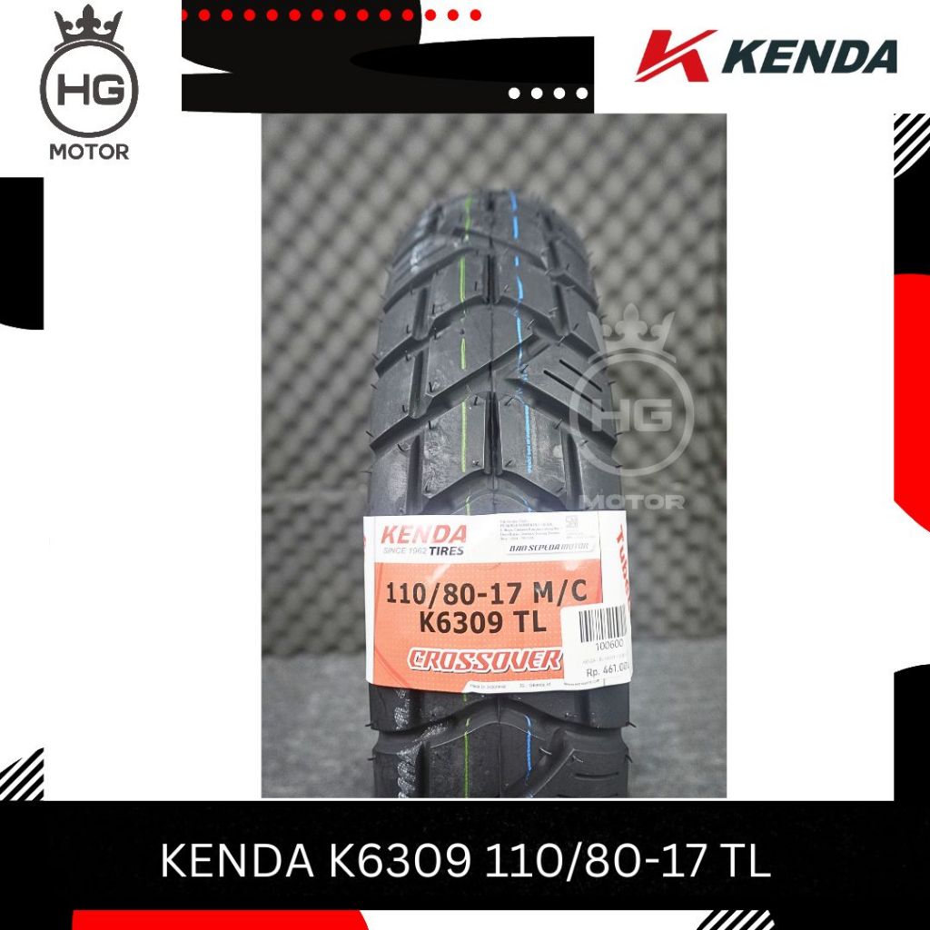 BAN LUAR KENDA K6309 110/80 130/80 RING 17 TUBELESS BAN DUAL PURPOSE
