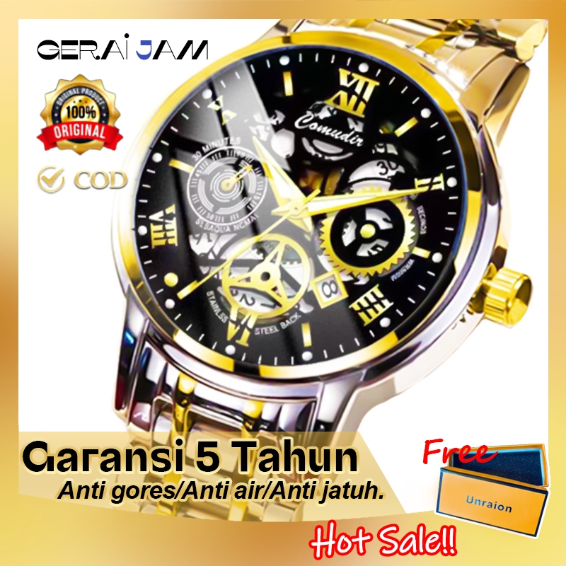 COD Jam Tangan Pria Anti Air Original Luxury Stainless Steel Free Box Jam Tangan Pria Sporty Impor O