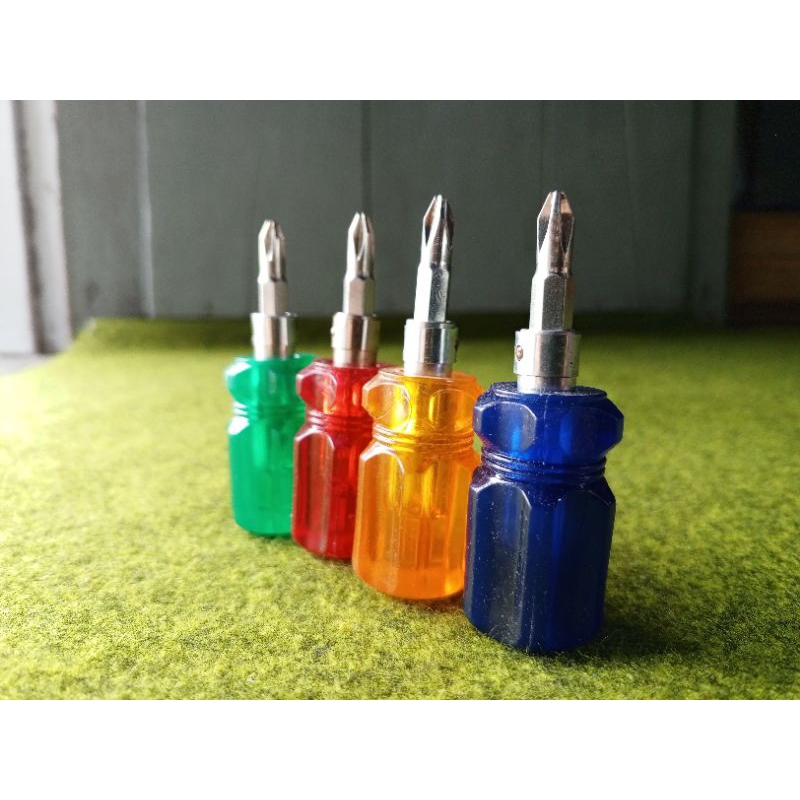 Obeng cebol mini kecil pendek bolak-balik plus minus +/-