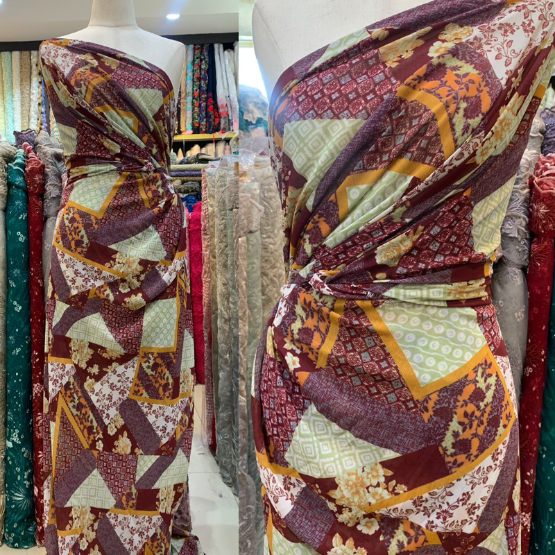 Bahan Kain sifon Print Motif