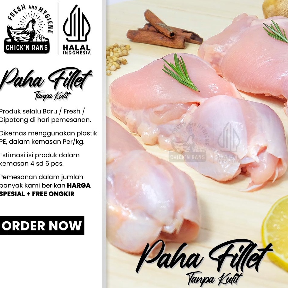 

GBV346 C6369 Daging Ayam Paha Fillet Boneless Tanpa Kulit 1kg