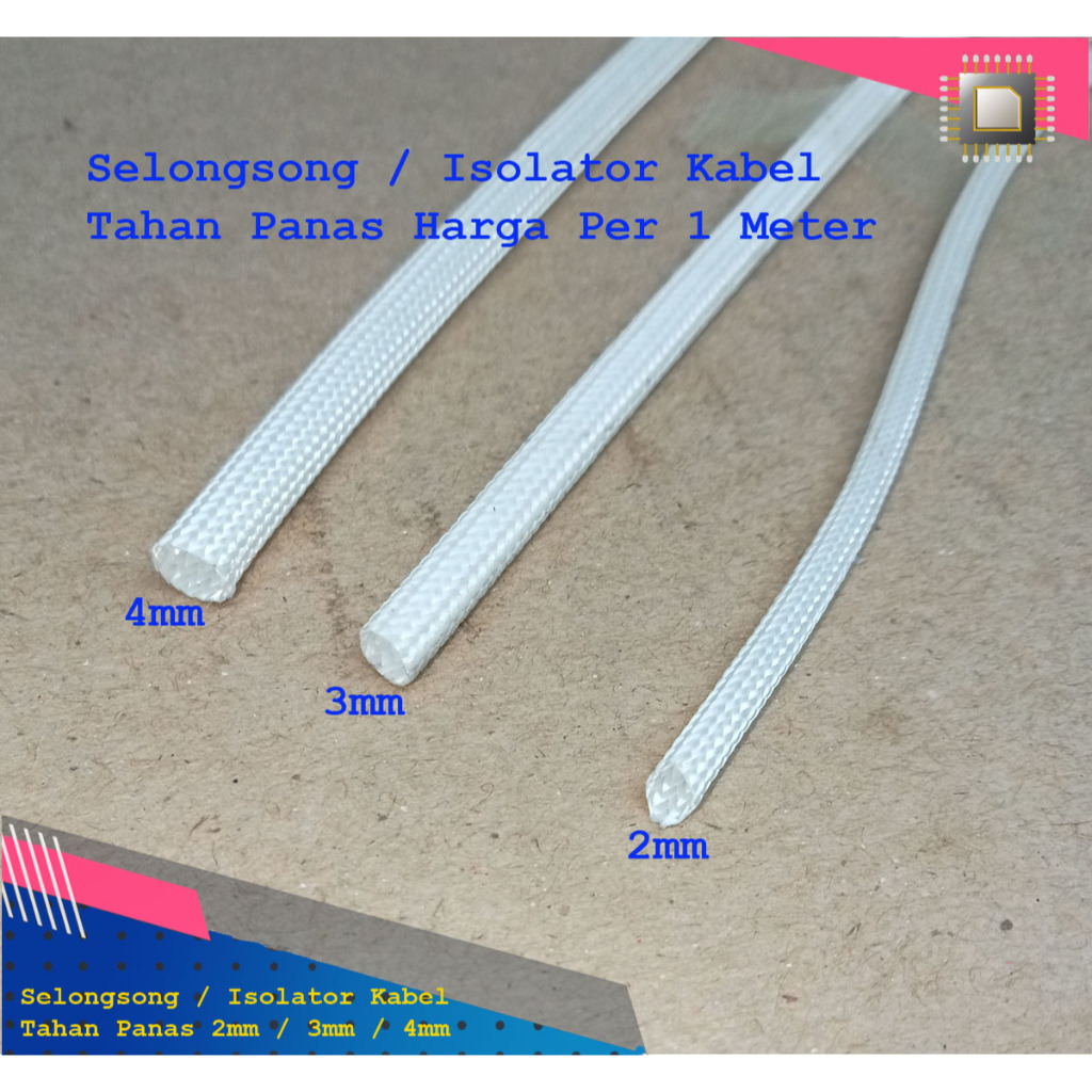 Selongsong Isolator Kabel Anti Tahan Panas Asbes Selang Asbes Pilihan Ukuran 2mm 3mm 4mm 2 3 4 mm Me