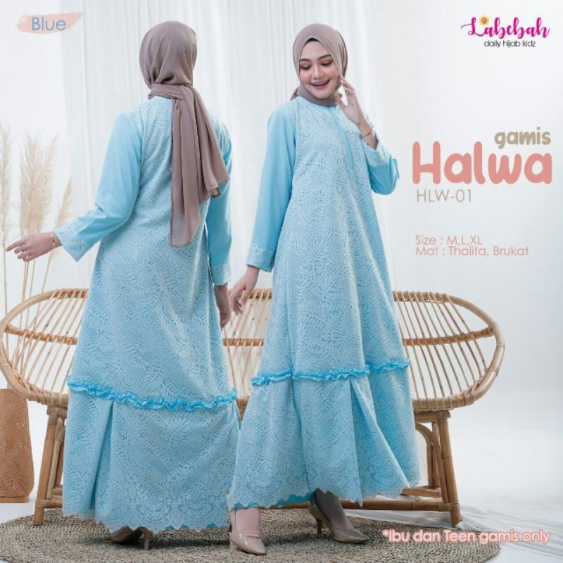 GAMIS REMAJA DAN DEWASA BROKLAT BIRU HALWA LABELLA