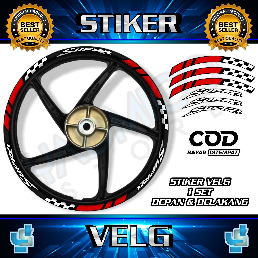 Stiker Velg - Sticker Velk - Cutting Lis Velg - Stiker Velg Motor Ring 17 Variasi - Stiker Velg Supr