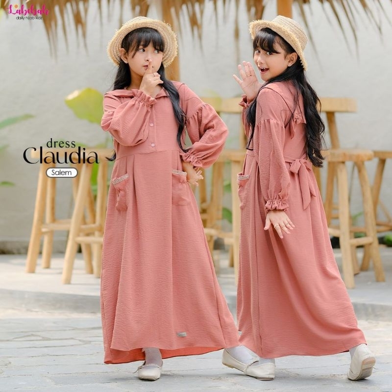 BAJU GAMIS ANAK POLOS CLAUDIA LABELLA USIA 6.7.8 TAHUN