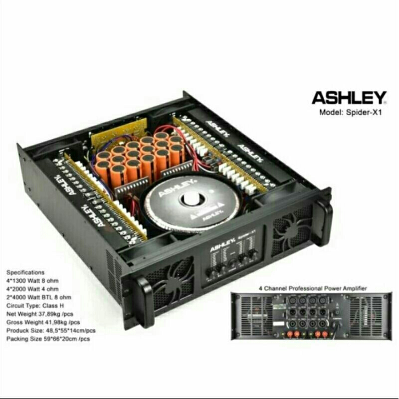 Power Amplifier Ashley SPIDER X1 Class H 4 Channel ORIGINAL