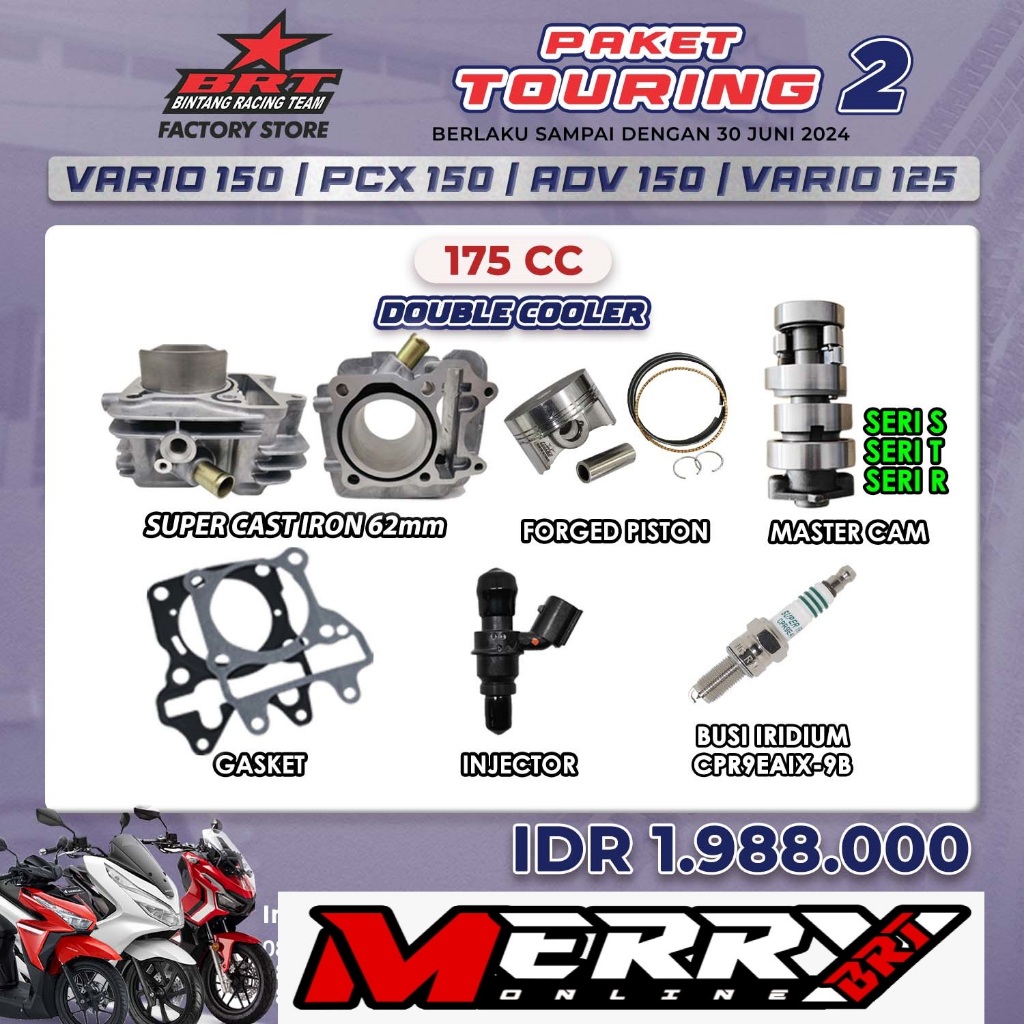 Paket Touring 2 BRT Paket Bore Up Double Cooler Vario 125 150 PCX 150 ADV 150 175cc - Blok Gen 3