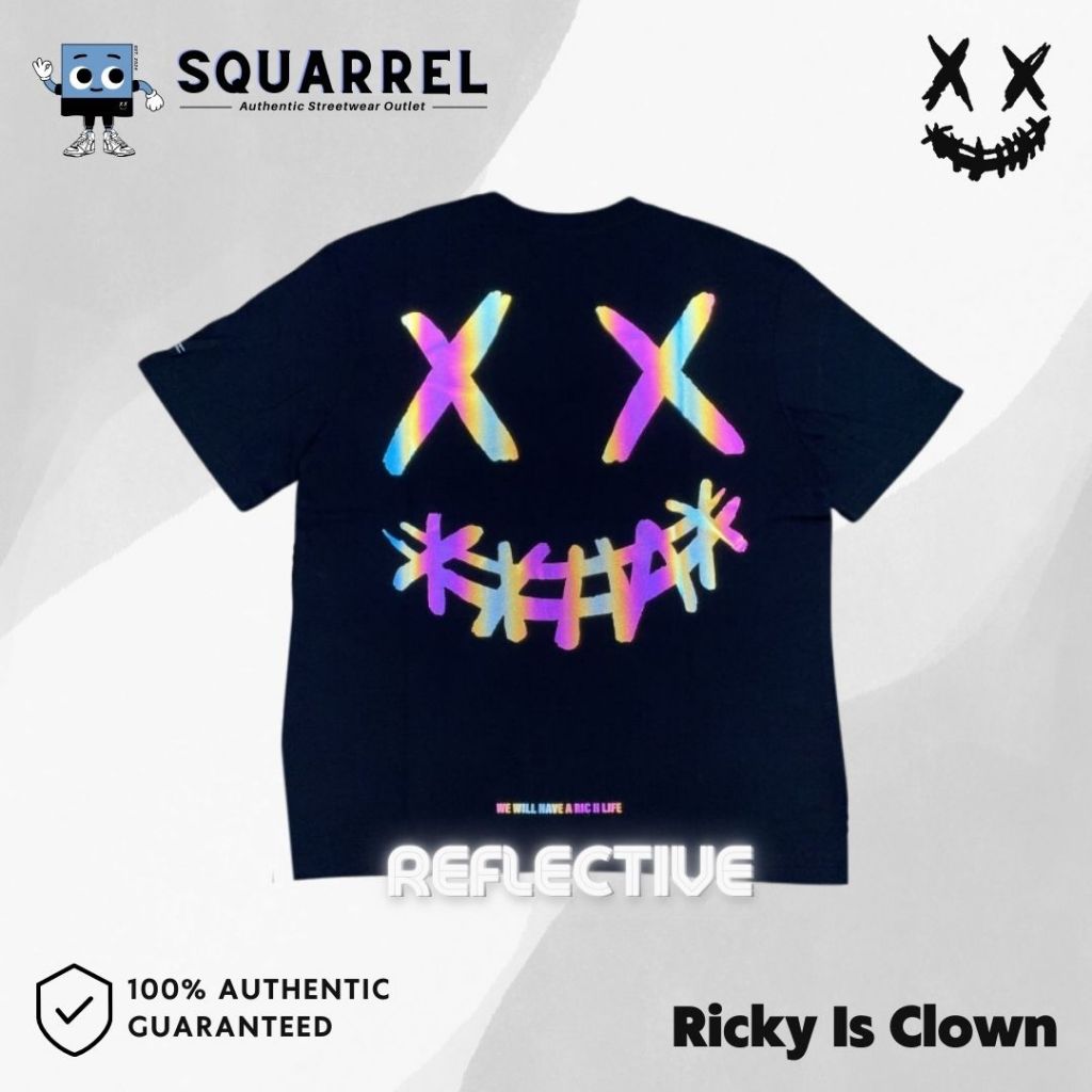 RIC Ricky Is Clown Reflective Black Tee Original