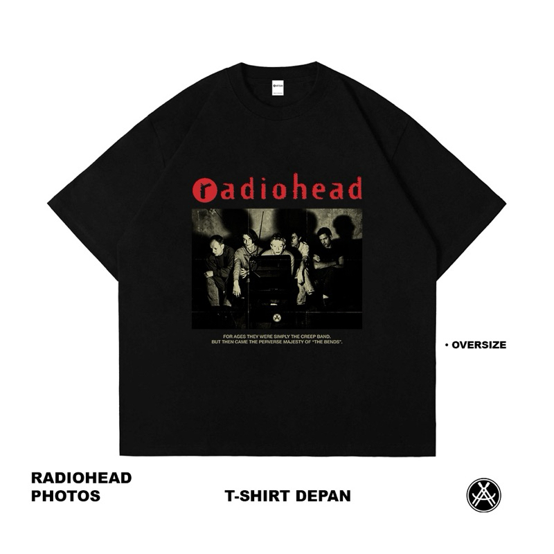 Artisan T-Shirt Radiohead Photos Kaos Oversize Hitam Katun Combed