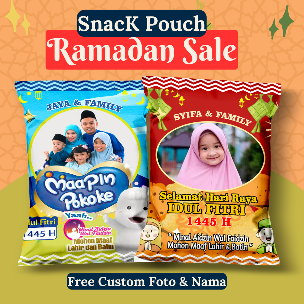 

amplop lebaran kekinian model snack/pouch 2in1 kemasan snack Ramadhan sale