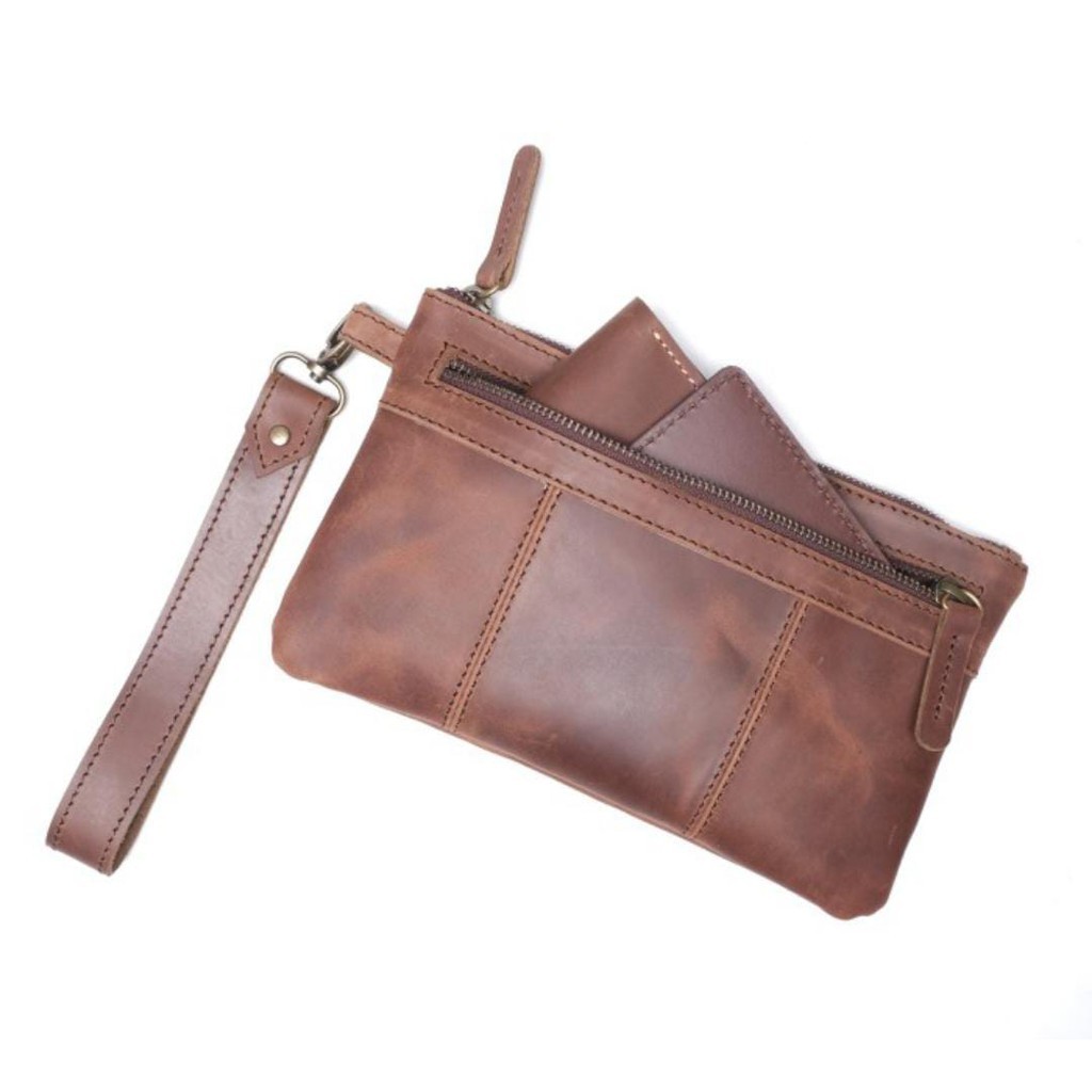Tas Handbag Kulit Asli Pria Wanita -  Pouch Kulit Asli -  Handbag Kulit Asli