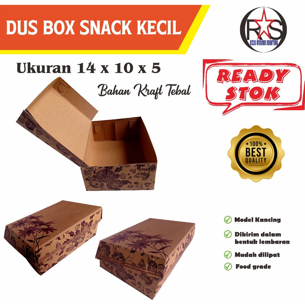 

Dus Snack / Box Snack / Kotak Snack harga utk 1 pcs/lbr (Rp.350/pcs) Ukuran 14x10x5 cm (Non Air Mineral)