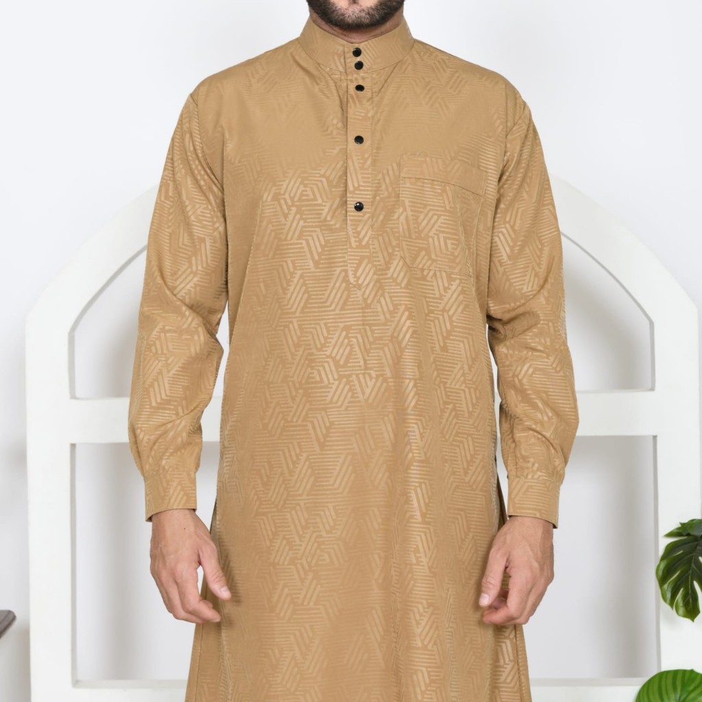 Terlaris baju jubah gamis embosh lengan panjang pria - baju koko motif batik simple