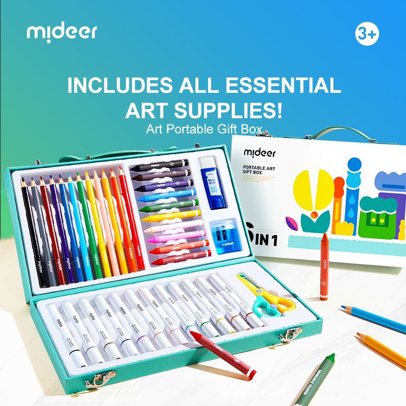 

Mideer portable art gift box marker crayon scissors alat prakarya