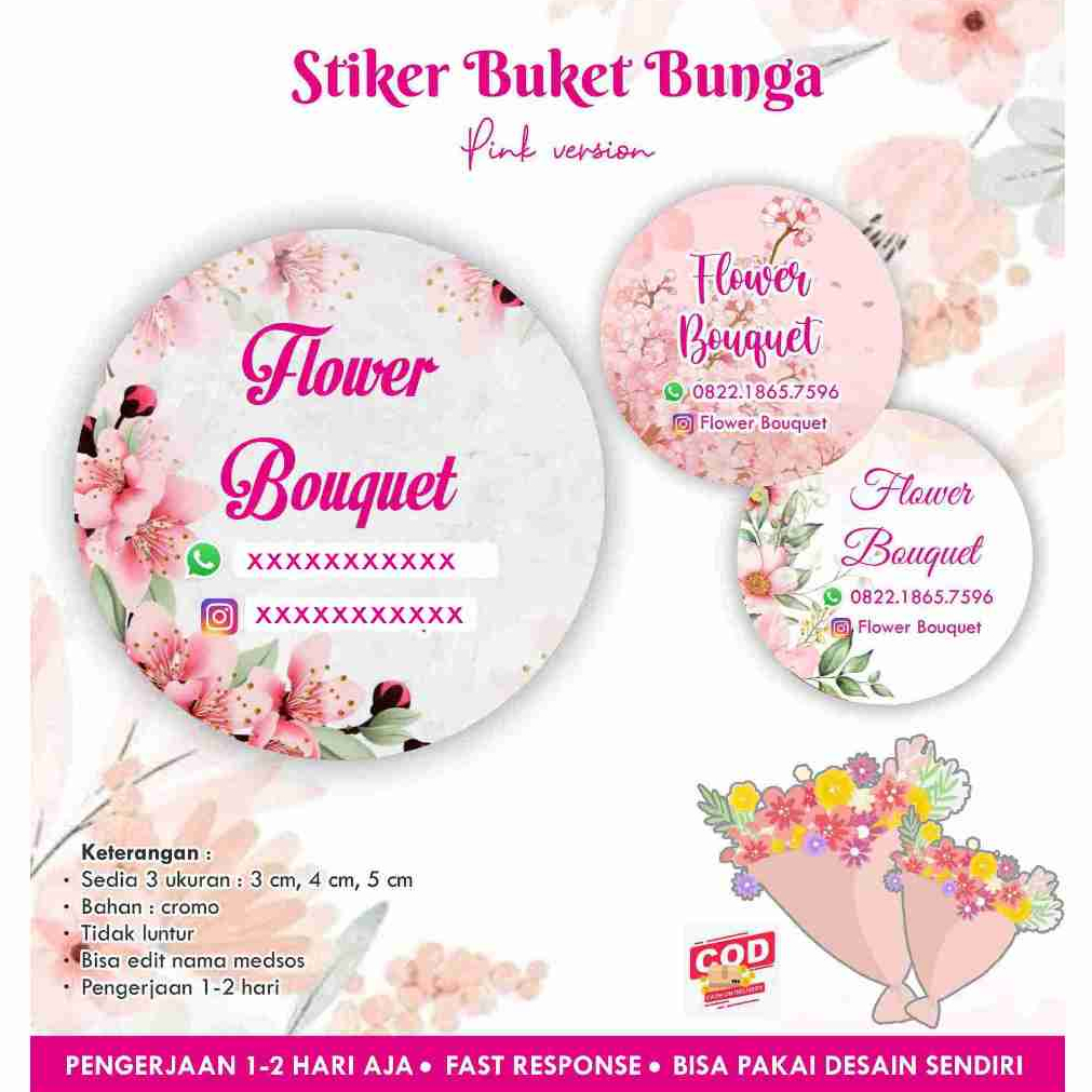 

Stiker Bunga bulat PINK version / Flower / Buket / Bouquet bulat cromo