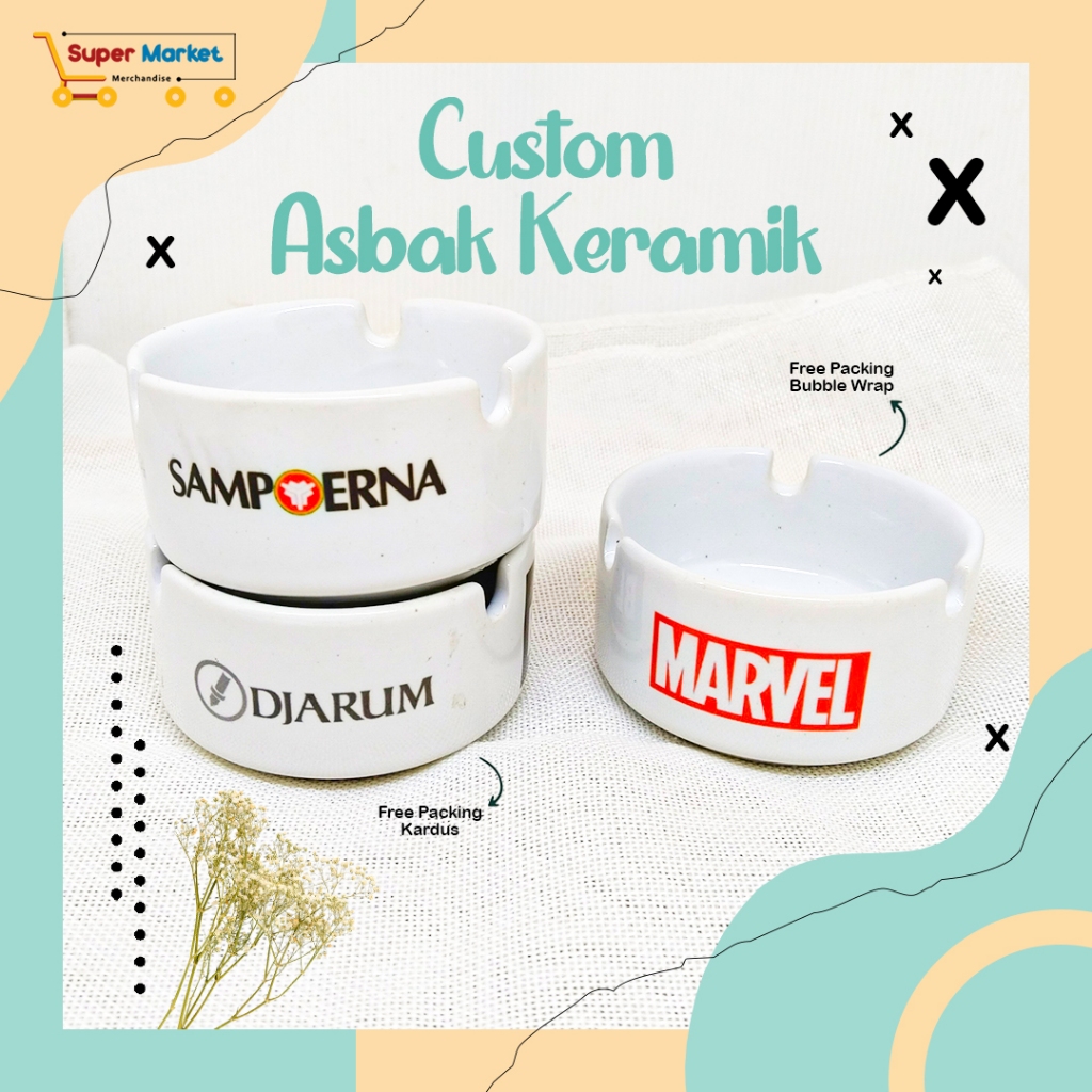 Souvenir Asbak / Asbak Custom Foto Nama Kata Kata Tanpa Minimal Order / Souvenir Hampers Pernikahan 