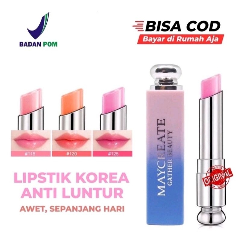 BPOM Maycreate Moisturizing Lipstik Pelembab Bibir anti air tahan lama