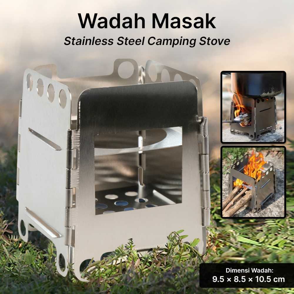 LIXADA Wadah Masak Kompor Camping Stove Stainless Steel