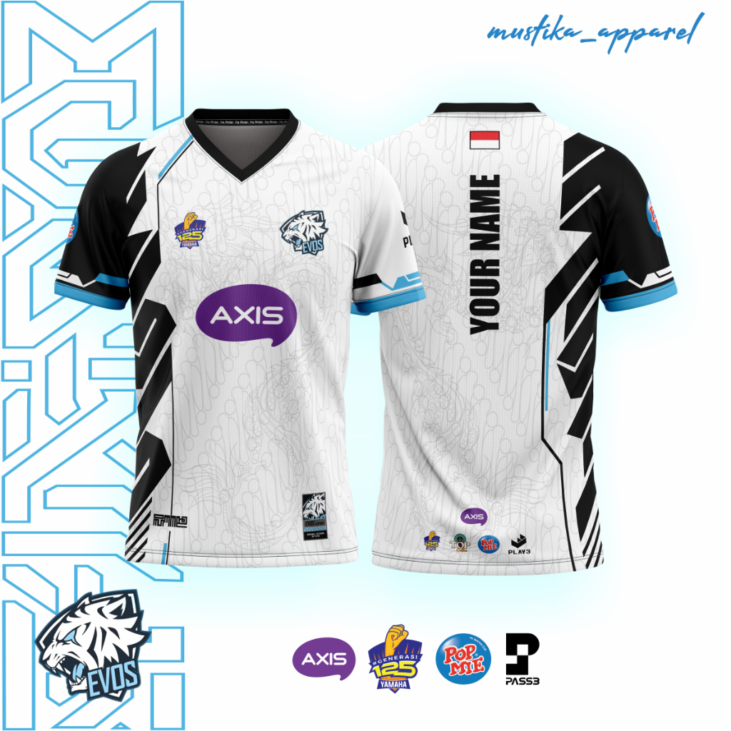 BAJU JERSEY EVOS TERBARU, JERSEY GAMING EVOS, JERSEY MOBILEGEND, JERSEY EVOS SEASON 11 FREE NICKENAM