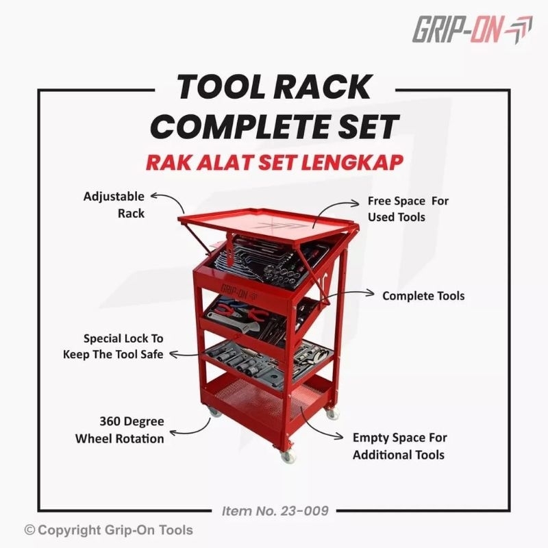 TOOL RACK COMPLETE SET "GRIP-ON" | Tool Rak Alat & Kunci Perbengkelan KOMPLIT | Kunci Otomotif