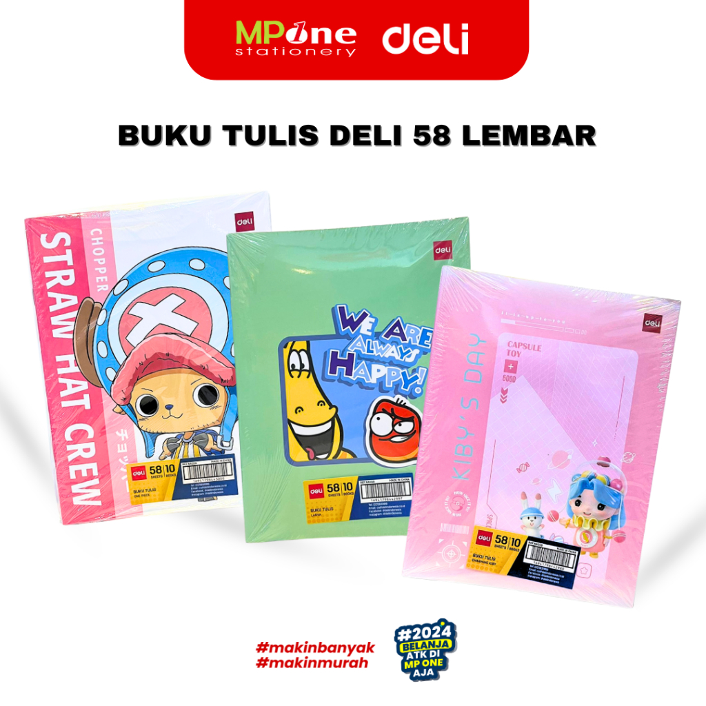 

(1 Pack) Buku Tulis Deli 58 Lembar / DELI Buku Tulis Sekolah 58 Lembar