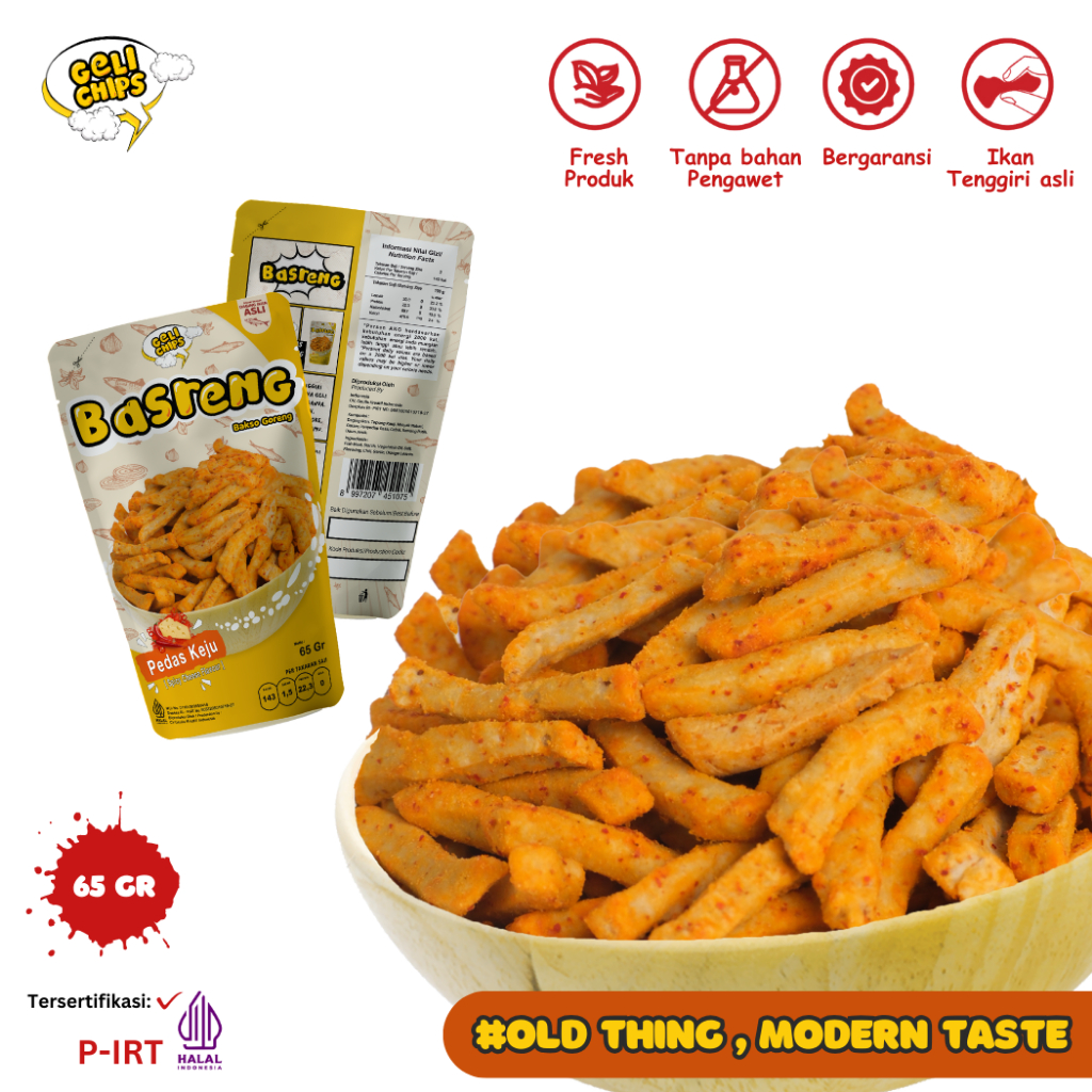 

Geli Chips - Basreng Keju Pedas Gurih (Bakso Goreng) 65gr