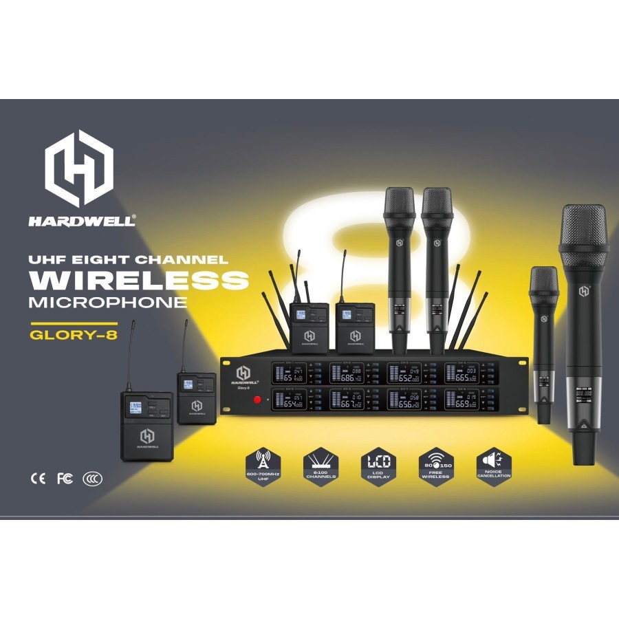 MIC WIRELESS HARDWELL GLORY8 / 4 MIC JEPIT 4 MIC HANDLE ORIGINAL