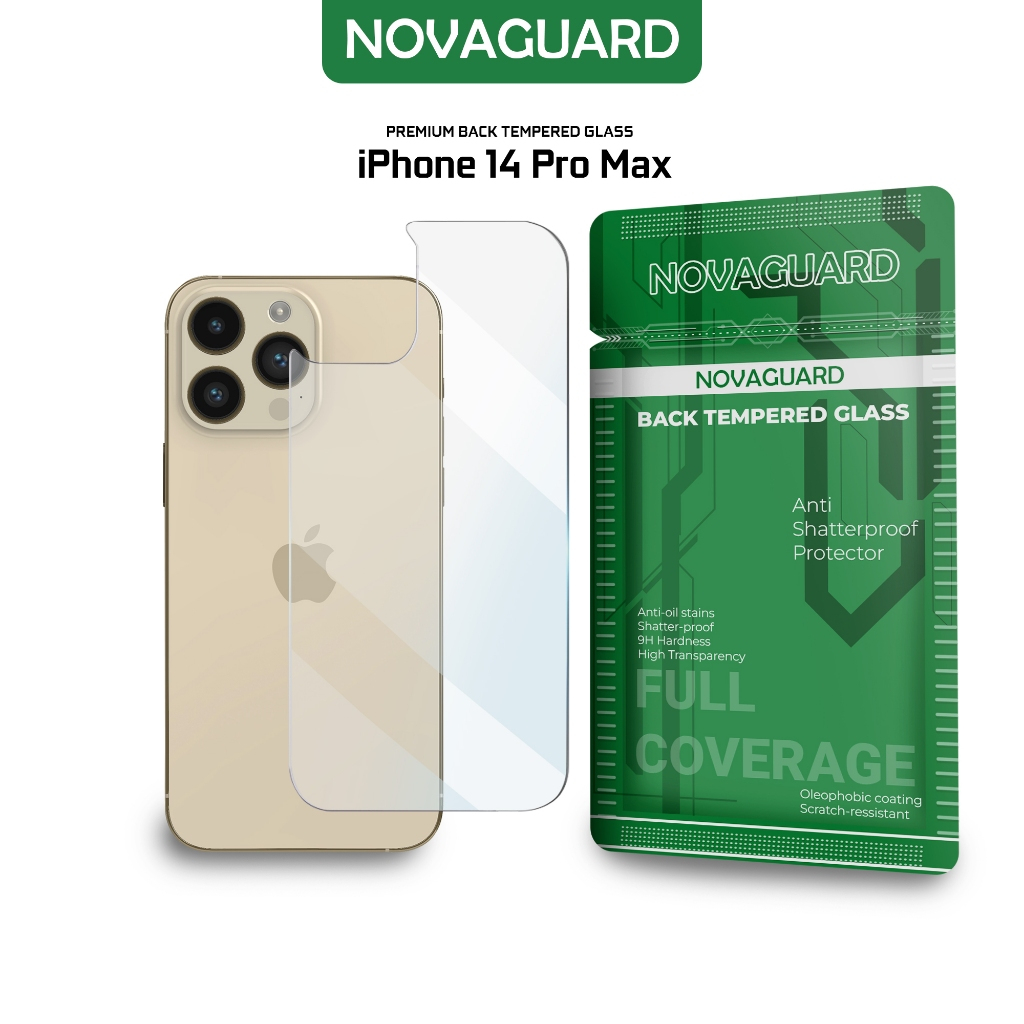 NovaGuard Back Tempered Glass 9H for iPhone 14 PRO MAX Anti Gores Belakang Protector Premium