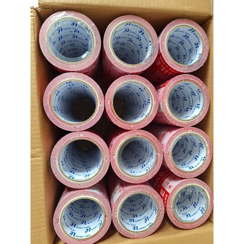 

72ROLL (1DUS/1KARTON) LAKBAN FRAGILE VIDEO UNBOXING 45X100 YARD & 72YARD MERAH PUTIH