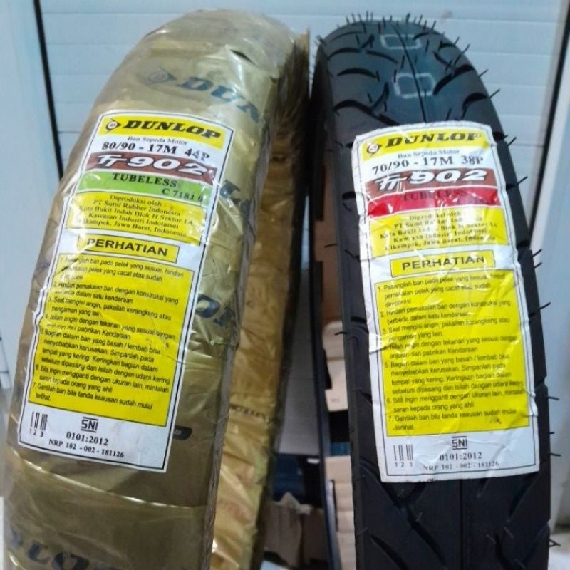 BAN DUNLOP 1SET RING 17 TT902 70/90-17 | 80/90-17 BONUS PENTIL TUBELESS
