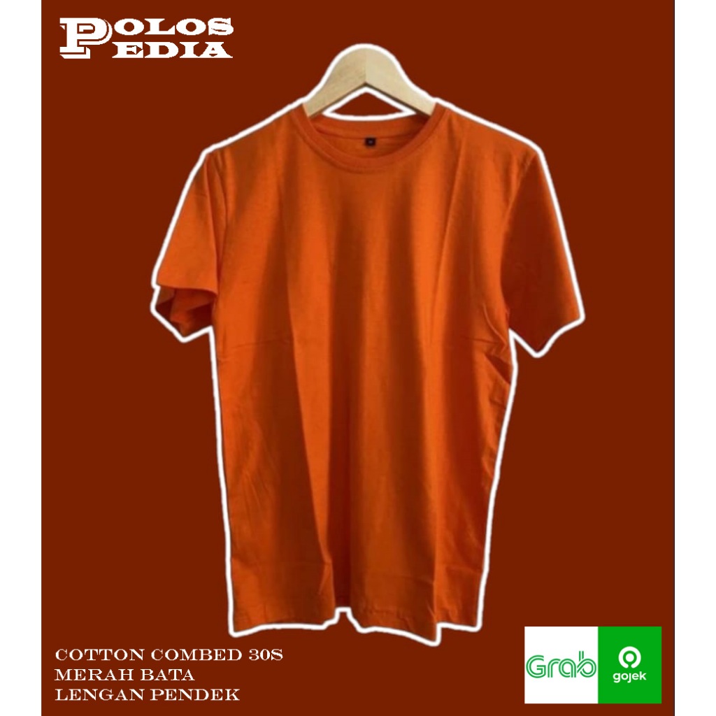 MERAH BATA Cotton Combed 30s Lengan Pendek Kaos Polos Pria dan Wanita UNISEX