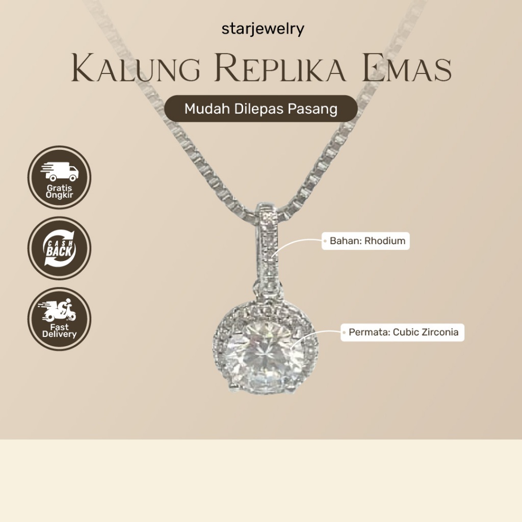 Kalung Wanita Lapis Emas 18karat Aksesoris Perhiasan Imitasi Replika Fashion Kekinian Model Terbaru 