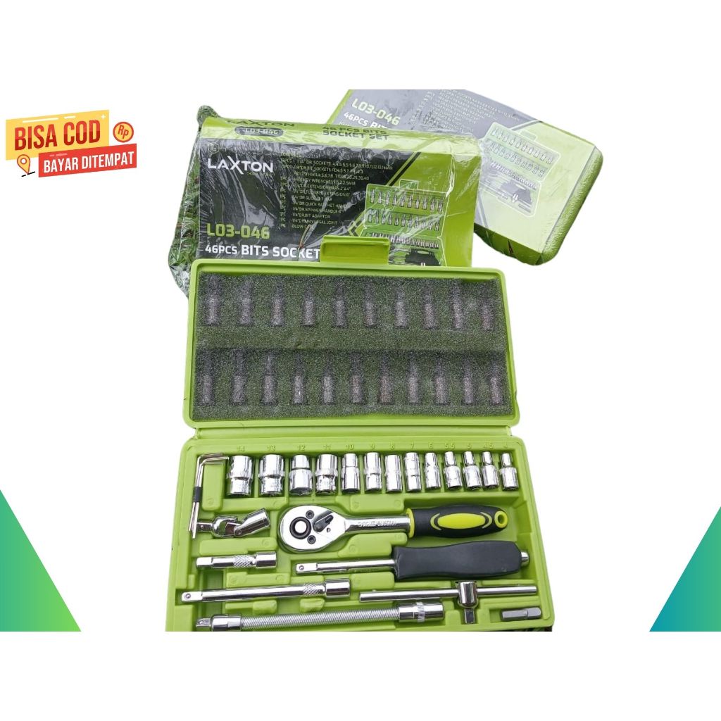 LAXTON kunci sok shock set motor socket 46 pcs L03-046 MURAH LARIS