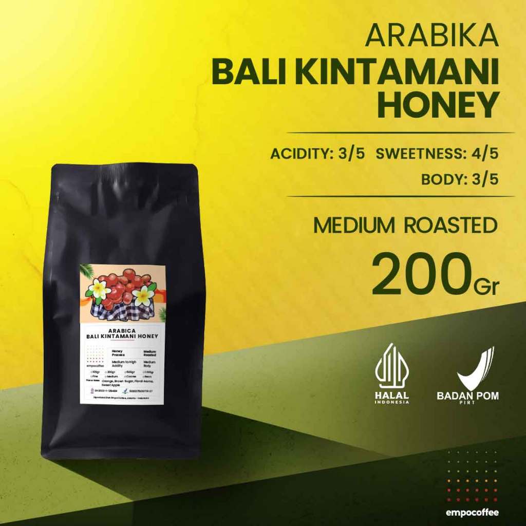 

Empo Coffee Biji Kopi Bubuk Arabika Bali Kintamani Honey Arabica Coffee Roasted Bean Coffe Roast Beans 200 Gram