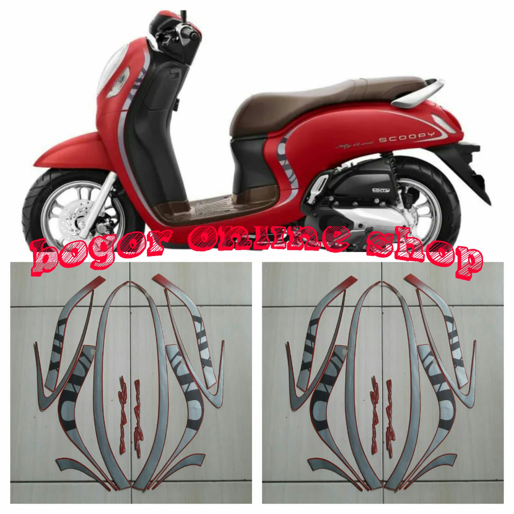 Stiker motor New Scoopy stylish 2020 merah