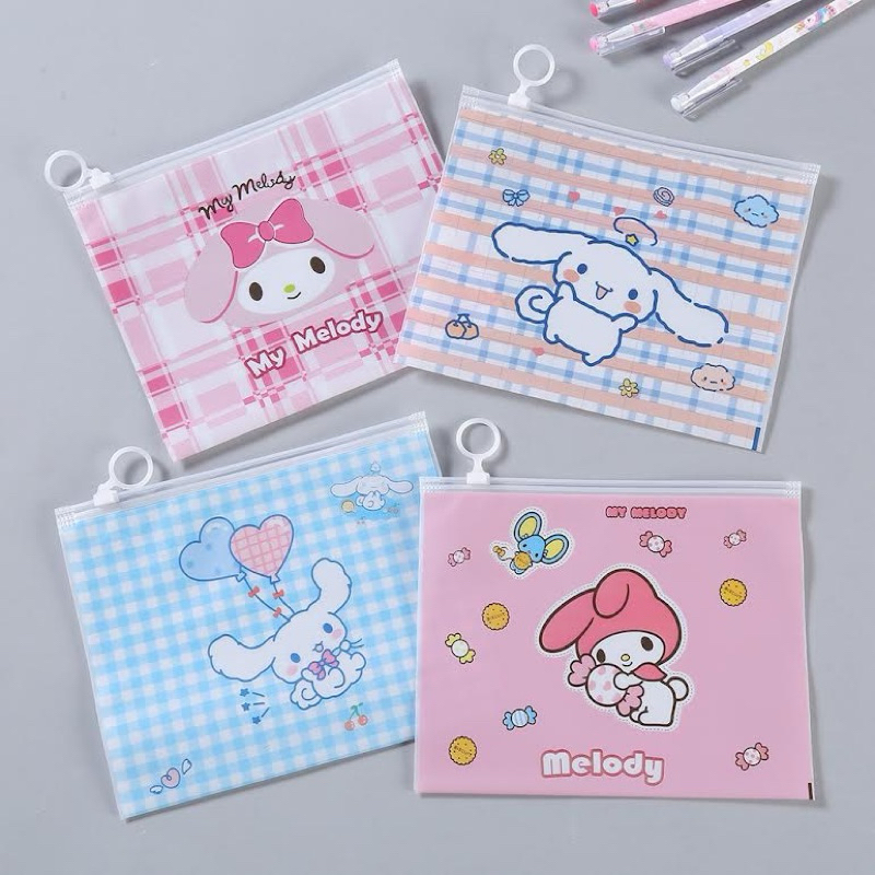 

ZIPPER BAG TRANSPARAN KARAKTER LUCU TEMPAT PENSIL KOREA Organizer File Bag Kotak Pensil Arsip Kertas