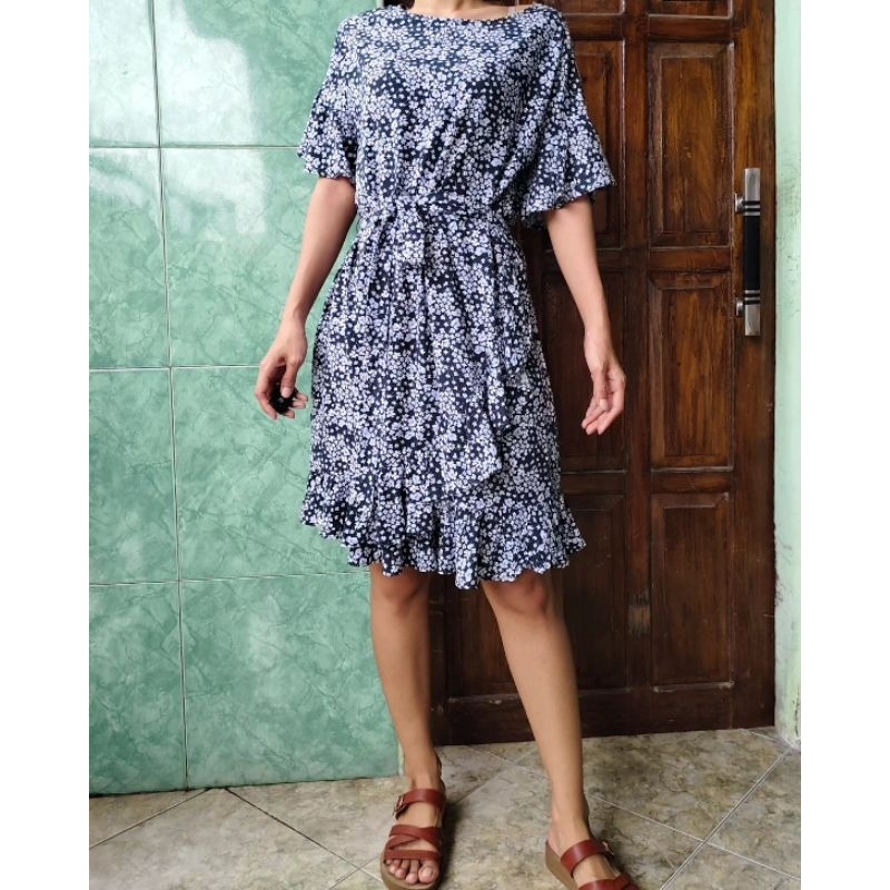 Preloved P❤️ Mantan Bukan Baru FL38 HM HnM H&M dress wanita mini pendek biru navy dongker birdong ka