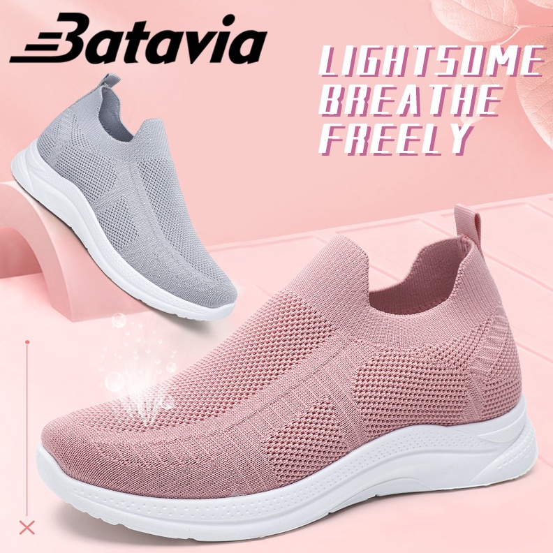 1212 Product HOT CODBatavia Baru Grosir Wanita Rajutan Sepatu Lembut Bernapas Sepatu Olahraga Tahan 